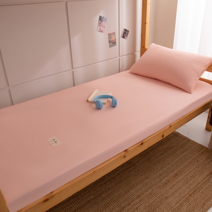91家纺网 家纺一手货源 找家纺 暖季家纺2025新款无印风学生防水床笠 防水-珊瑚粉