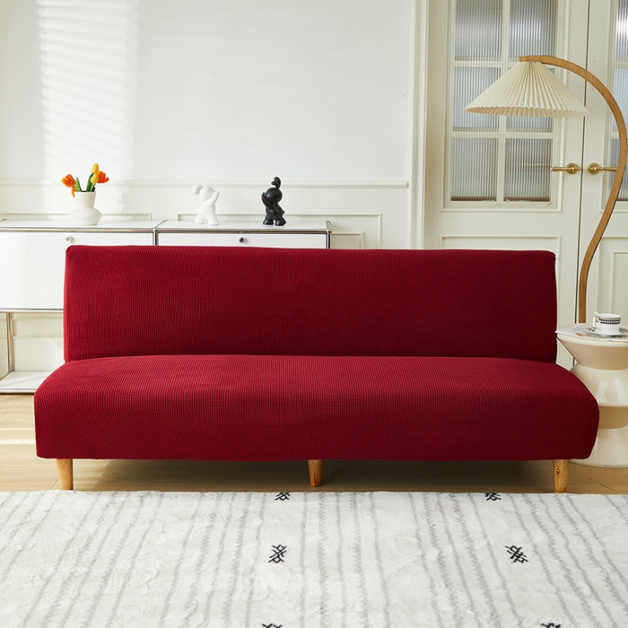 91家纺网 家纺一手货源 找家纺 逐日沙发套2025新款玉米绒沙发床套 拉菲红