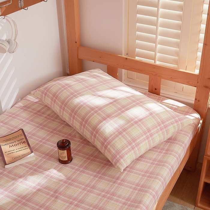 91家纺网 家纺一手货源 找家纺 DoDo 兜兜 2025新款全棉纯棉水洗棉学生床笠【可定做尺寸】 曼达-粉