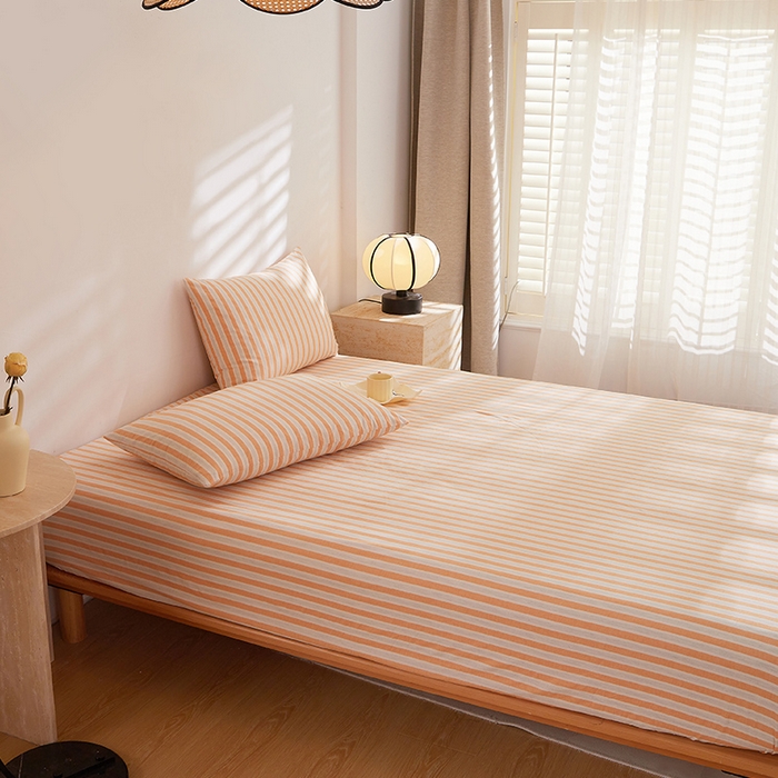 91家纺网 家纺一手货源 找家纺 DoDo 兜兜 2025新款全棉纯棉水洗棉大床床笠【可定做尺寸】 北辰-桔