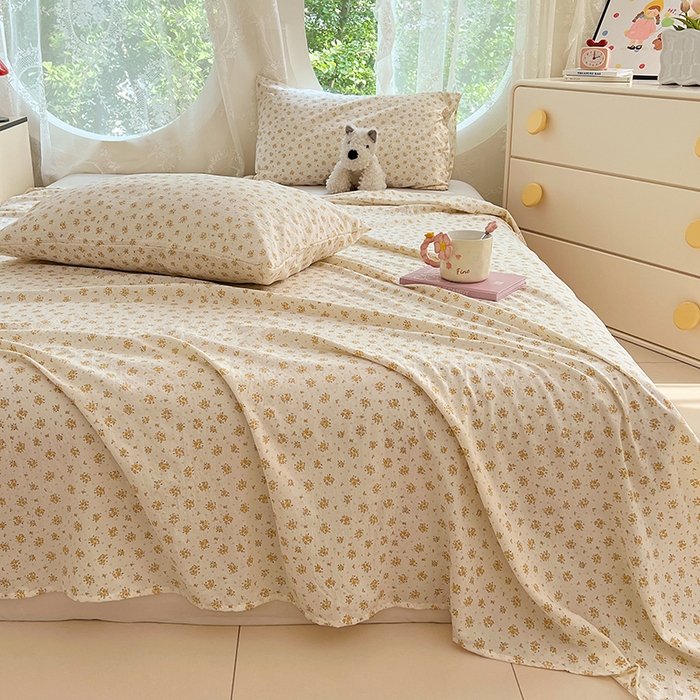 91家纺网 家纺一手货源 找家纺 彩韵家纺 2025新款印花木m双层纱床单系列 木m双层纱-幽梦玫瑰