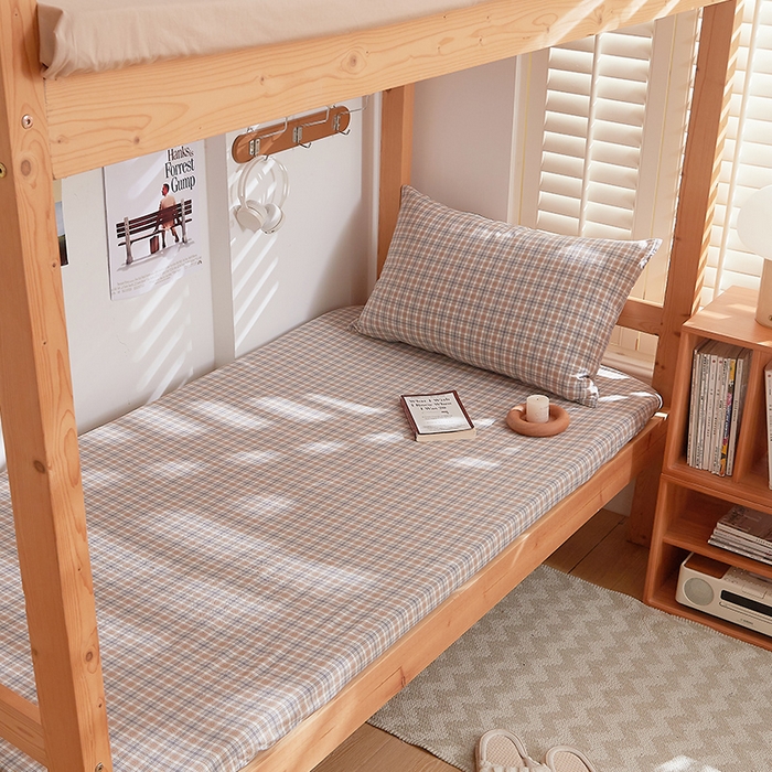 91家纺网 家纺一手货源 找家纺 DoDo 兜兜 2025新款全棉纯棉水洗棉学生床笠【可定做尺寸】 麦田-咖