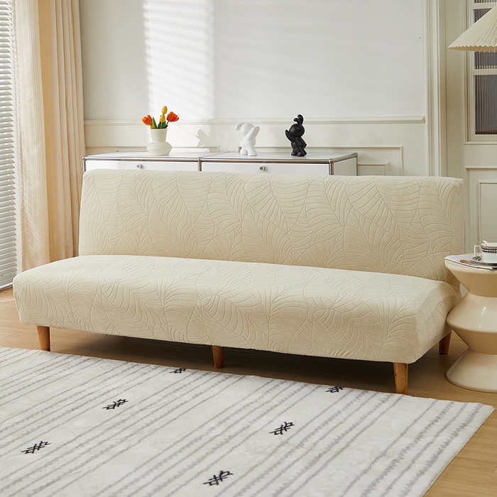 91家纺网 家纺一手货源 找家纺 逐日沙发套2025新款大树叶沙发床套 防水提花大树叶 -米黄