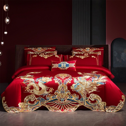 91家纺网 家纺一手货源 找家纺 （总）芊囍纺2025新款双面长绒棉提花婚庆四件套