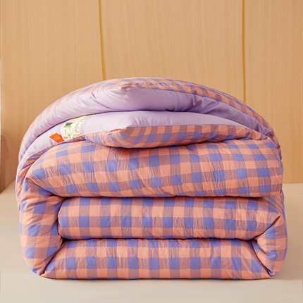 91家纺网 家纺一手货源 找家纺 （总）美尔惠家纺 2025新款无印水洗棉格子春秋被冬被被子被芯学生季被芯