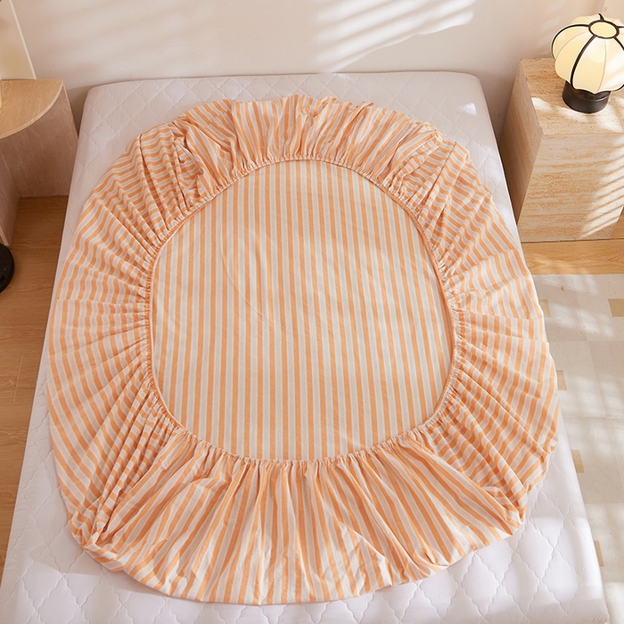 91家纺网 家纺一手货源 找家纺 DoDo 兜兜 2025新款全棉纯棉水洗棉大床床笠【可定做尺寸】 北辰-桔