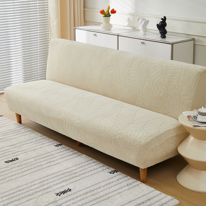 91家纺网 家纺一手货源 找家纺 逐日沙发套2025新款大树叶沙发床套 防水提花大树叶 -米黄