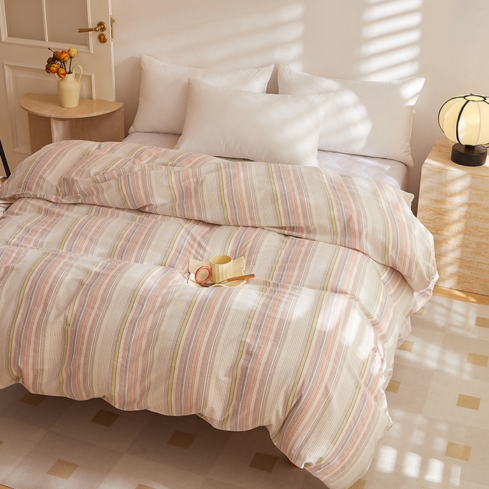 91家纺网 家纺一手货源 找家纺 DoDo 兜兜 2025新款全棉纯棉水洗棉系列单被套【可定做尺寸】 米拉-粉