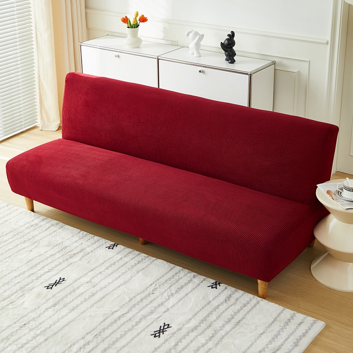 91家纺网 家纺一手货源 找家纺 逐日沙发套2025新款玉米绒沙发床套 拉菲红