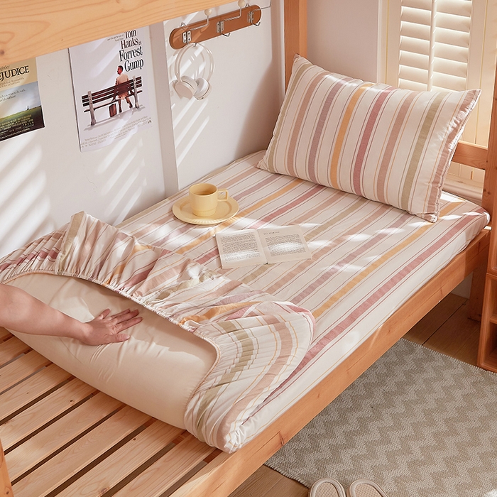 91家纺网 家纺一手货源 找家纺 DoDo 兜兜 2025新款全棉纯棉水洗棉学生床笠【可定做尺寸】 里威-深咖