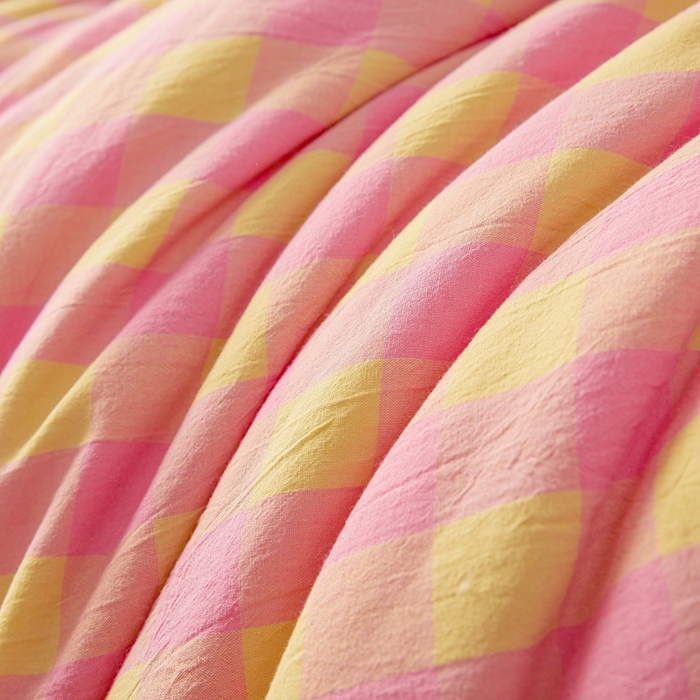 91家纺网 家纺一手货源 找家纺 美尔惠家纺 2025新款无印水洗棉格子春秋被冬被被子被芯学生季被芯 粉黄中格