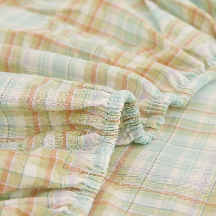 91家纺网 家纺一手货源 找家纺 DoDo 兜兜 2025新款全棉纯棉水洗棉学生床笠【可定做尺寸】 曼达-绿