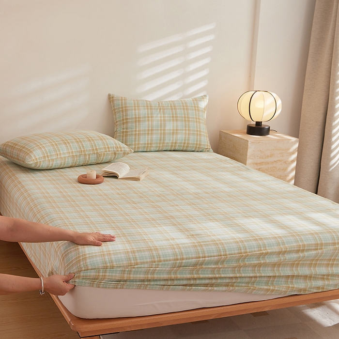 91家纺网 家纺一手货源 找家纺 DoDo 兜兜 2025新款全棉纯棉水洗棉大床床笠【可定做尺寸】 曼达-绿