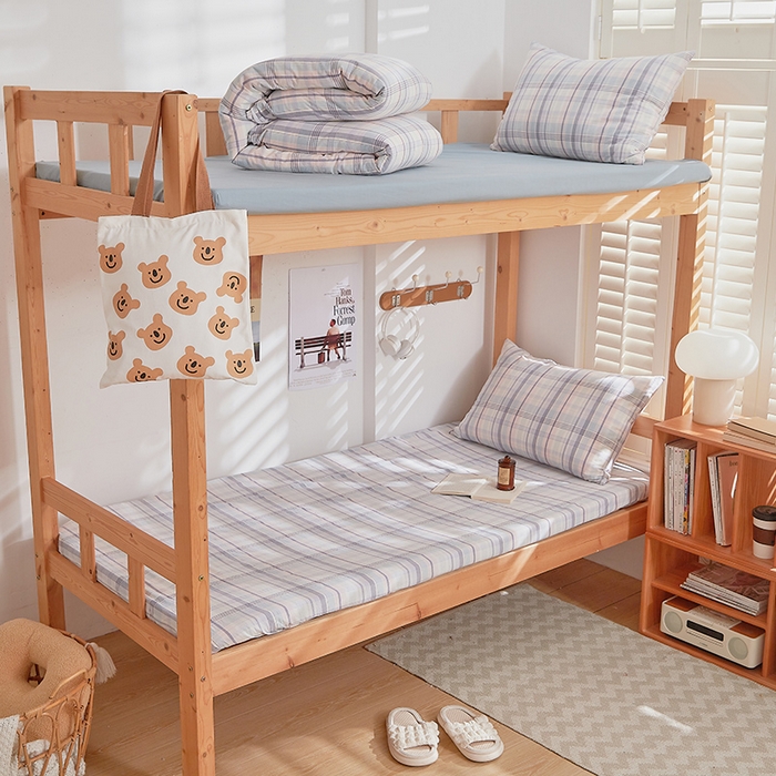 91家纺网 家纺一手货源 找家纺 DoDo 兜兜 2025新款全棉纯棉水洗棉学生床笠【可定做尺寸】 森沐-蓝