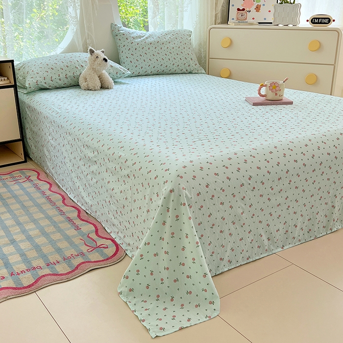 91家纺网 家纺一手货源 找家纺 彩韵家纺 2025新款印花木m双层纱床单系列 木m双层纱-芳香玫瑰