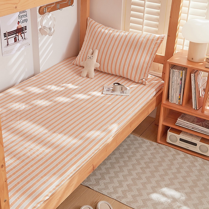 91家纺网 家纺一手货源 找家纺 DoDo 兜兜 2025新款全棉纯棉水洗棉学生床笠【可定做尺寸】 北辰-桔