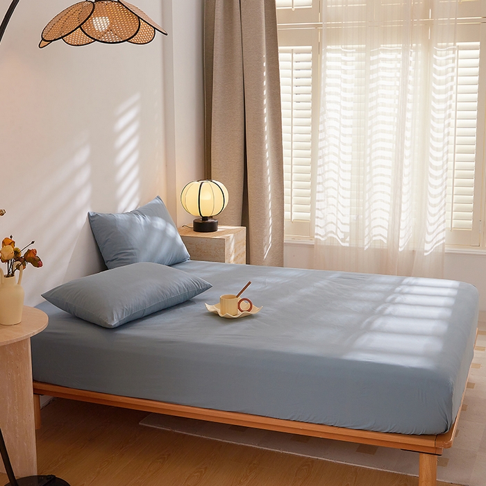 91家纺网 家纺一手货源 找家纺 DoDo 兜兜 2026新款全棉纯棉水洗棉大床床笠【可定做尺寸】 海盐兰