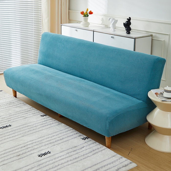 91家纺网 家纺一手货源 找家纺 逐日沙发套2025新款玉米绒沙发床套 西湖蓝