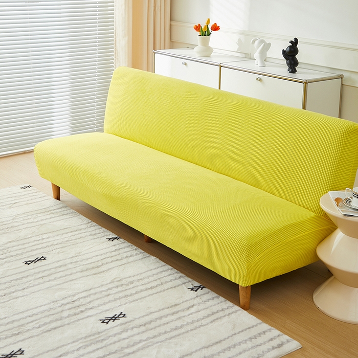 91家纺网 家纺一手货源 找家纺 逐日沙发套2025新款玉米绒沙发床套 柠檬黄