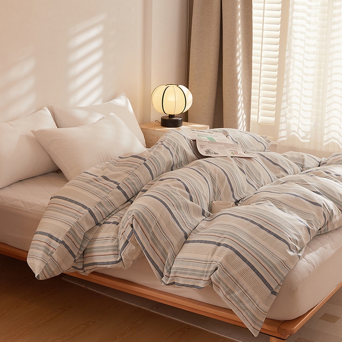 91家纺网 家纺一手货源 找家纺 DoDo 兜兜 2025新款全棉纯棉水洗棉系列单被套【可定做尺寸】 米拉-蓝