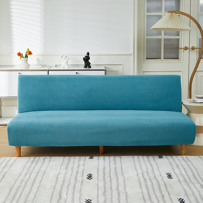 91家纺网 家纺一手货源 找家纺 逐日沙发套2025新款玉米绒沙发床套 西湖蓝