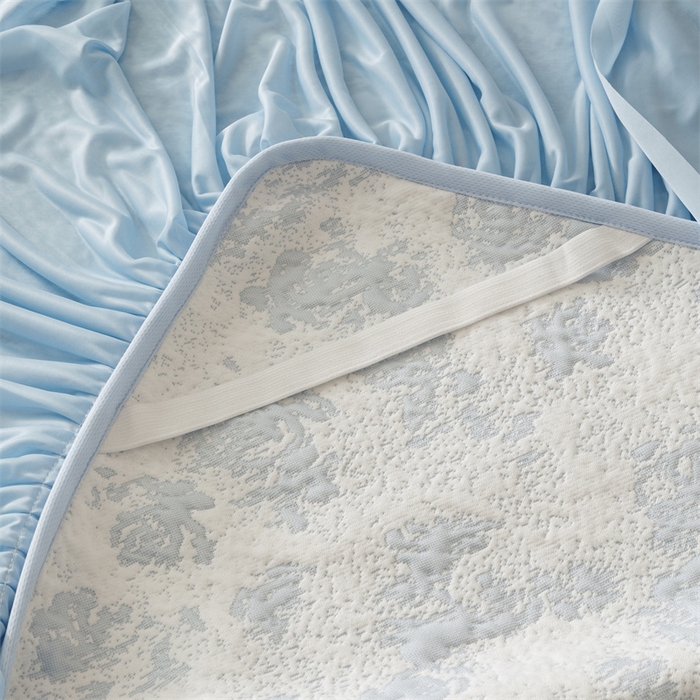 91家纺网 家纺一手货源 找家纺 （总）好儿喜家纺 2025新款海洋丝凉感豆豆床裙凉席-缤纷玫瑰