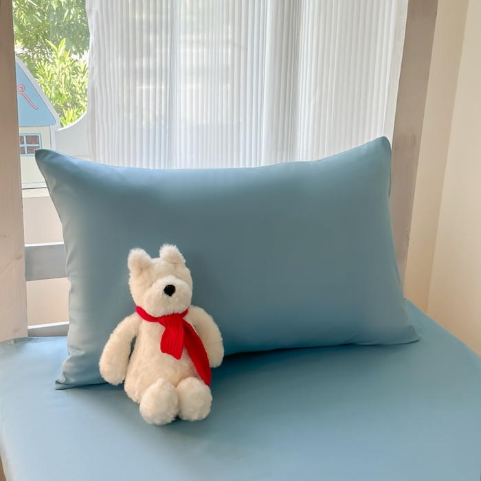 91家纺网 家纺一手货源 找家纺 简冠家纺 2025新款13372全棉纯色学生三件套 浅蓝