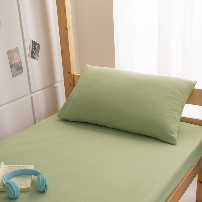 91家纺网 家纺一手货源 找家纺 暖季家纺2025新款无印风学生防水床笠 防水-青草绿