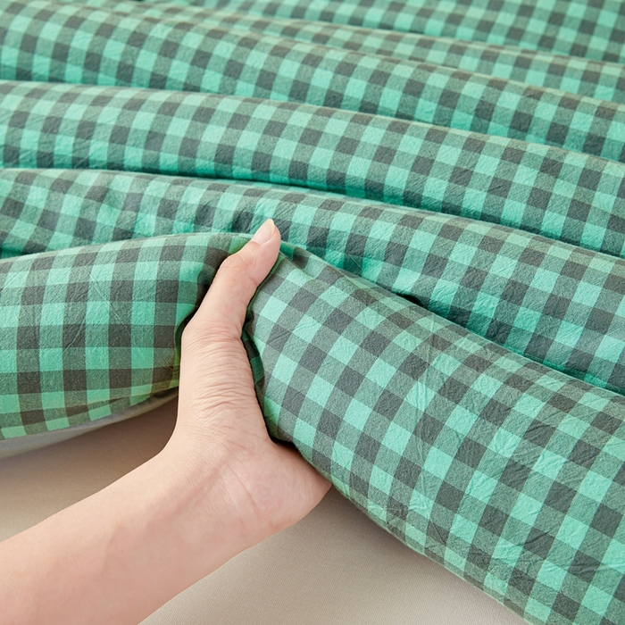 91家纺网 家纺一手货源 找家纺 美尔惠家纺 2025新款无印水洗棉格子春秋被冬被被子被芯学生季被芯 蓝绿小格