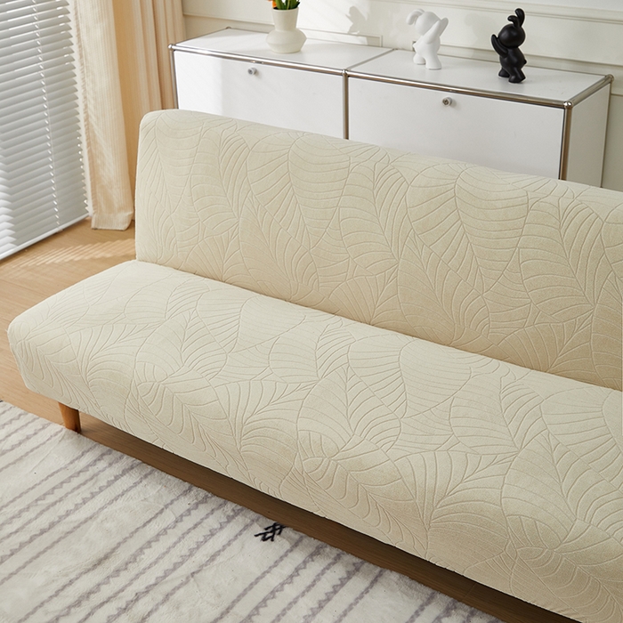 91家纺网 家纺一手货源 找家纺 逐日沙发套2025新款大树叶沙发床套 防水提花大树叶 -米黄