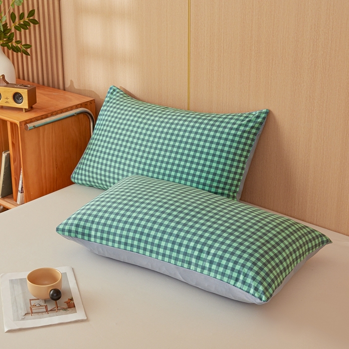 91家纺网 家纺一手货源 找家纺 美尔惠家纺 2025新款无印水洗棉格子春秋被冬被被子被芯学生季被芯 蓝绿小格