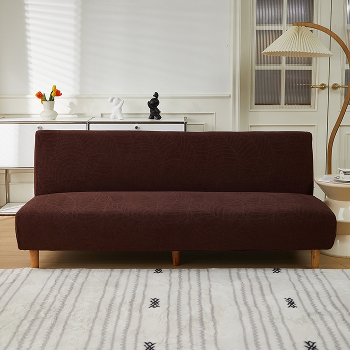 91家纺网 家纺一手货源 找家纺 逐日沙发套2025新款大树叶沙发床套 防水提花大树叶 -深咖