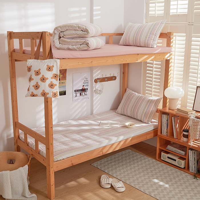 91家纺网 家纺一手货源 找家纺 DoDo 兜兜 2025新款全棉纯棉水洗棉学生床笠【可定做尺寸】 米拉-粉