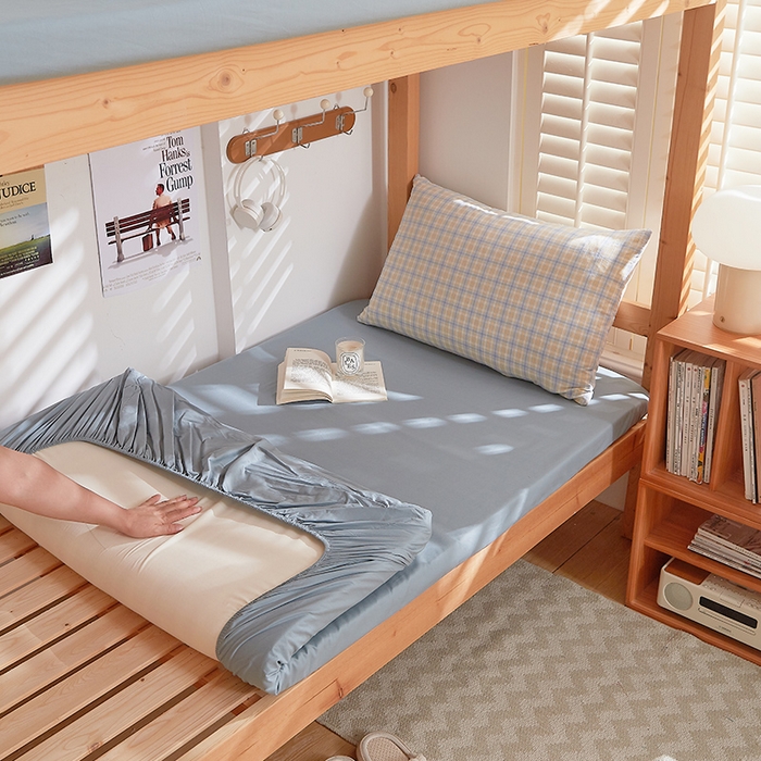 91家纺网 家纺一手货源 找家纺 DoDo 兜兜 2025新款全棉纯棉水洗棉学生床笠【可定做尺寸】 海盐兰