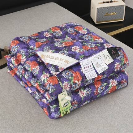 2025新款印花提花蠶絲被 紫色