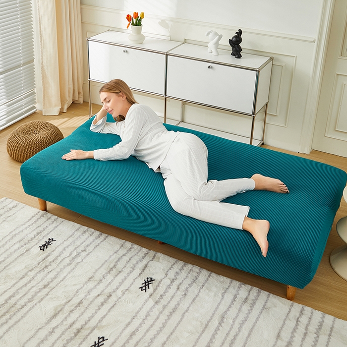 91家纺网 家纺一手货源 找家纺 逐日沙发套2025新款玉米绒沙发床套 青石蓝