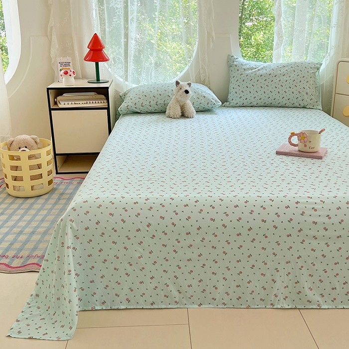 91家纺网 家纺一手货源 找家纺 卡迪熊家纺 2025新款印花木m双层纱床单系列 木m双层纱-芳香玫瑰