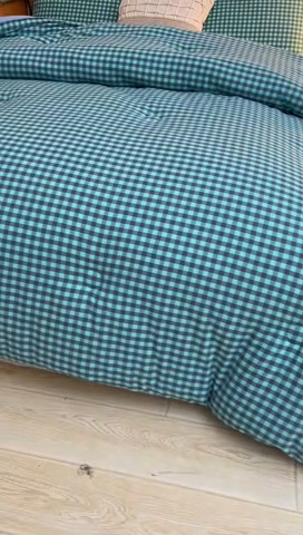 91家纺网 家纺一手货源 找家纺 美尔惠家纺 2025新款无印水洗棉格子春秋被冬被被子被芯学生季被芯 蓝绿小格