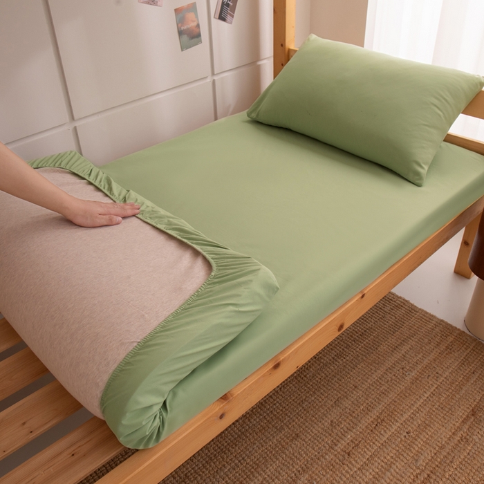 91家纺网 家纺一手货源 找家纺 暖季家纺2025新款无印风学生防水床笠 防水-青草绿