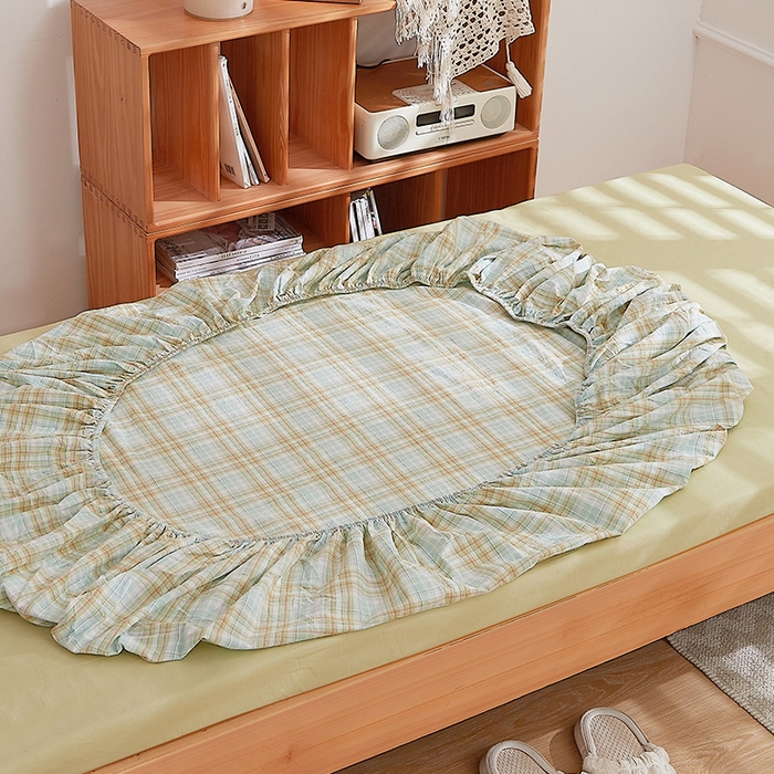 91家纺网 家纺一手货源 找家纺 DoDo 兜兜 2025新款全棉纯棉水洗棉学生床笠【可定做尺寸】 曼达-绿