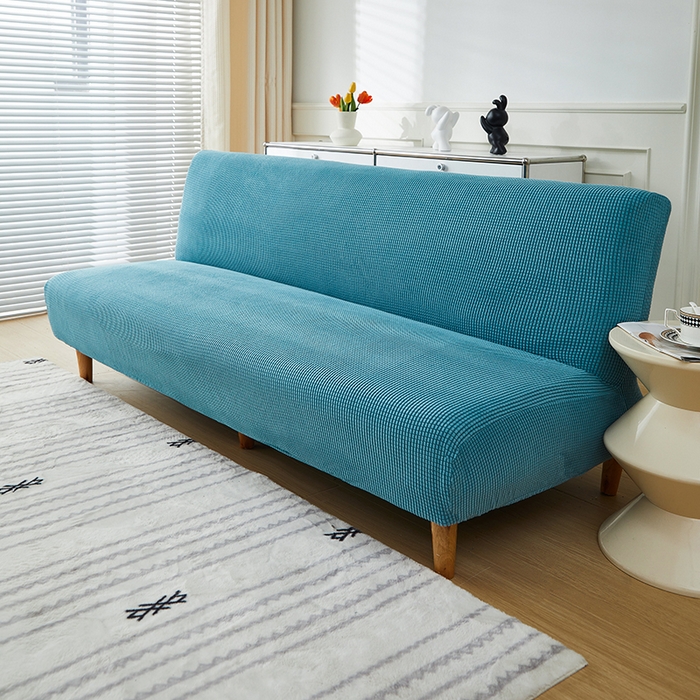 91家纺网 家纺一手货源 找家纺 逐日沙发套2025新款玉米绒沙发床套 西湖蓝