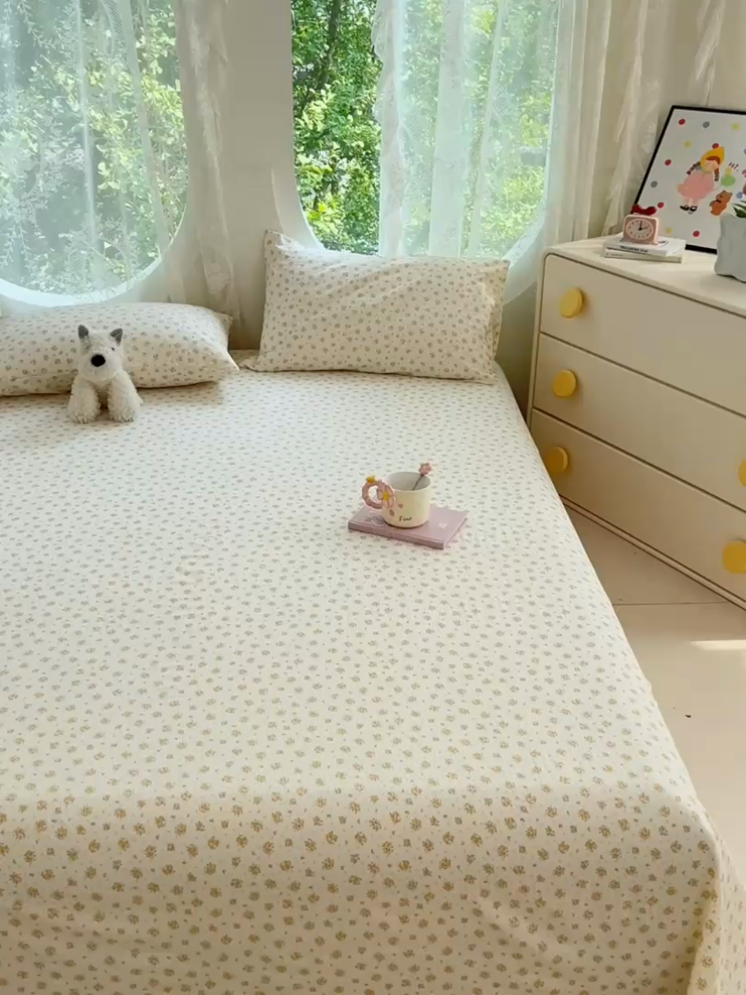 91家纺网 家纺一手货源 找家纺 卡迪熊家纺 2025新款印花木m双层纱床单系列 木m双层纱-幽梦玫瑰