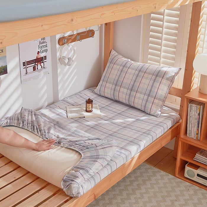 91家纺网 家纺一手货源 找家纺 DoDo 兜兜 2025新款全棉纯棉水洗棉学生床笠【可定做尺寸】 森沐-蓝