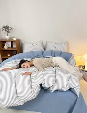 91家纺网 家纺一手货源 找家纺 （总）2025新款全棉水洗棉双层纱印花四件套