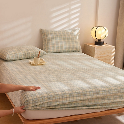 91家纺网 家纺一手货源 找家纺 DoDo 兜兜 2025新款全棉纯棉水洗棉大床床笠【可定做尺寸】 星空-绿