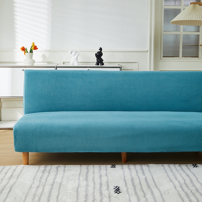 91家纺网 家纺一手货源 找家纺 逐日沙发套2025新款玉米绒沙发床套 西湖蓝