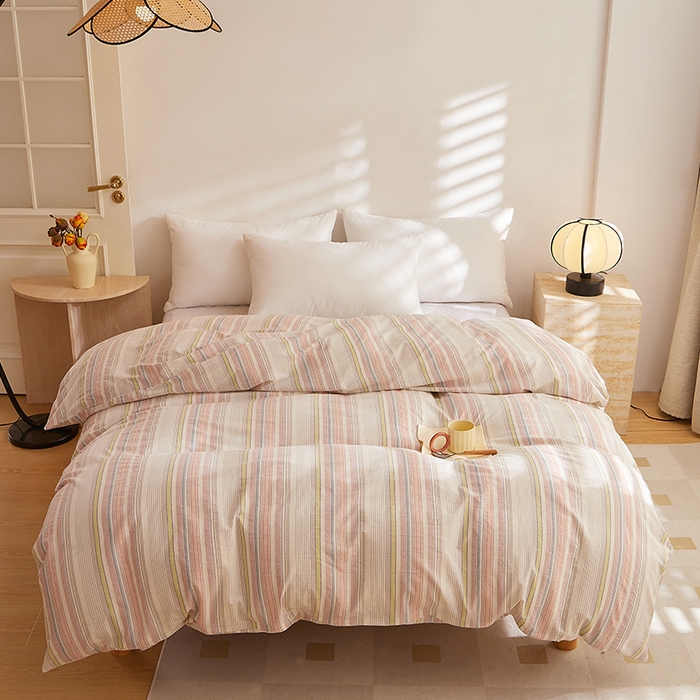 91家纺网 家纺一手货源 找家纺 DoDo 兜兜 2025新款全棉纯棉水洗棉系列单被套【可定做尺寸】 米拉-粉