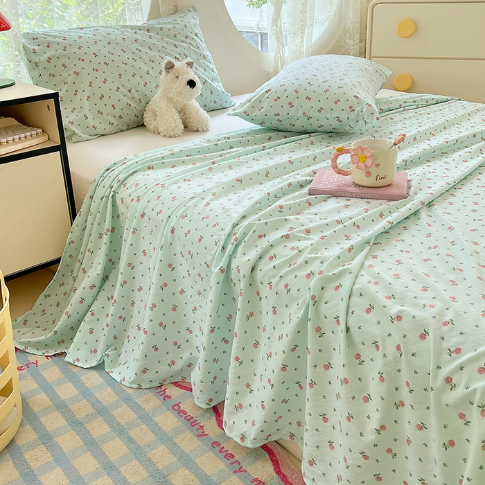 91家纺网 家纺一手货源 找家纺 卡迪熊家纺 2025新款印花木m双层纱床单系列 木m双层纱-芳香玫瑰