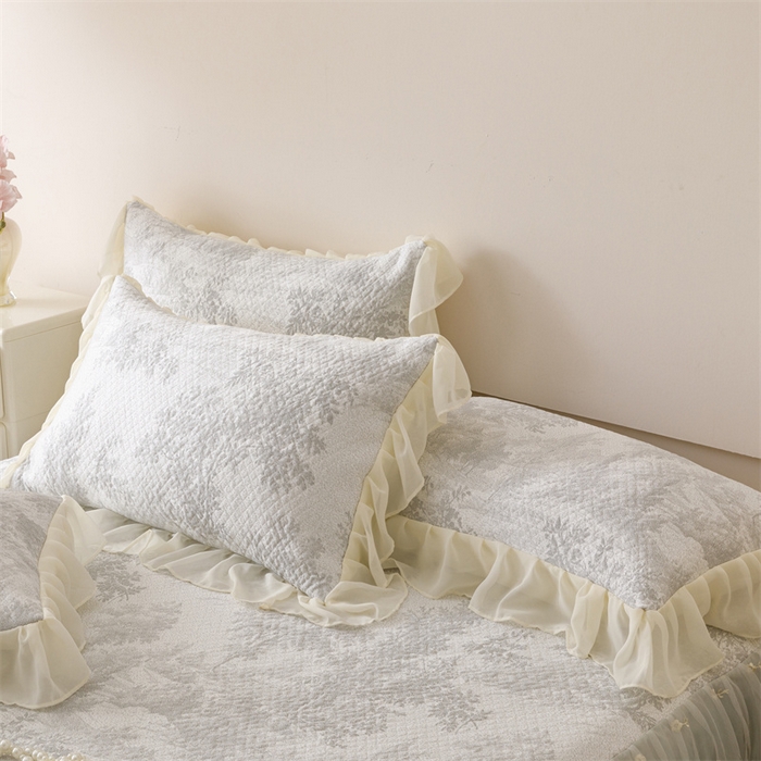 91家纺网 家纺一手货源 找家纺 好儿喜家纺 2025新款海洋丝凉感豆豆床裙凉席-巴黎玫瑰 挪威森林灰