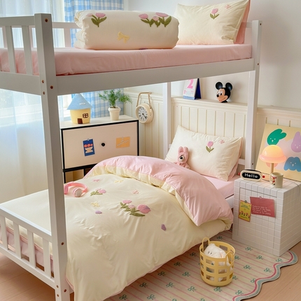 91家纺网 家纺一手货源 找家纺 （总）锦觅 2025新款学生季全棉纯棉毛巾绣三件套奶油小清新刺绣四件套（全文件大图以及买家秀）